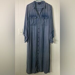 Velvet Heart SZ L Blue denim Long Sleeve Dress maxi dress